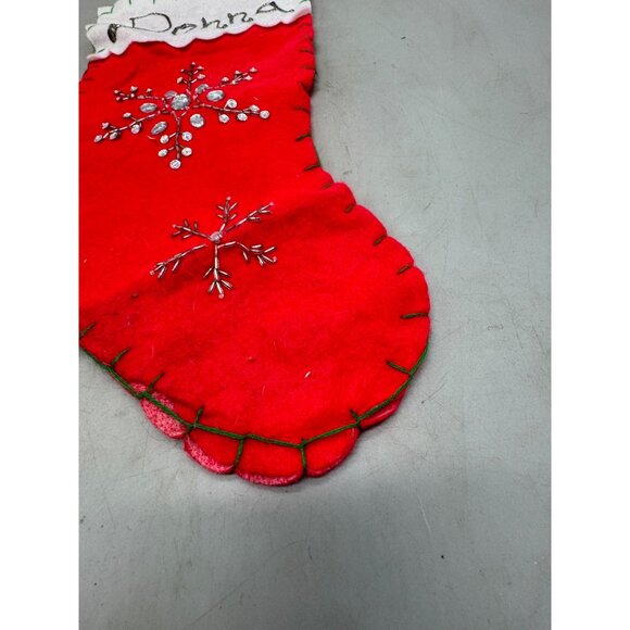 Personalized Handmade Christmas Stocking Jeweled Snowflake Design For Donna READ - Picture 4 of 7